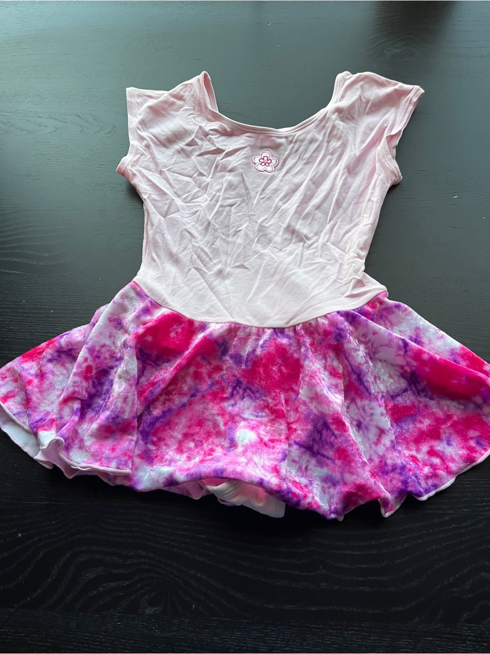 Jacques Moret Pink Tie-Dye Skirted Ballet Dance Leotard Dress Girls Size M 8/10
